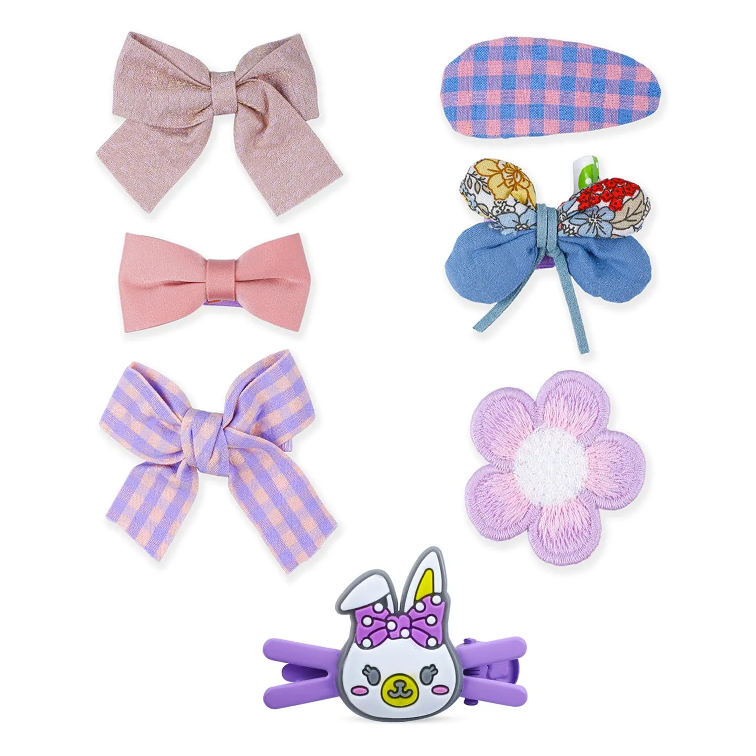 Iris Bows Hair Clips Set 7 Pcs - Multicolour