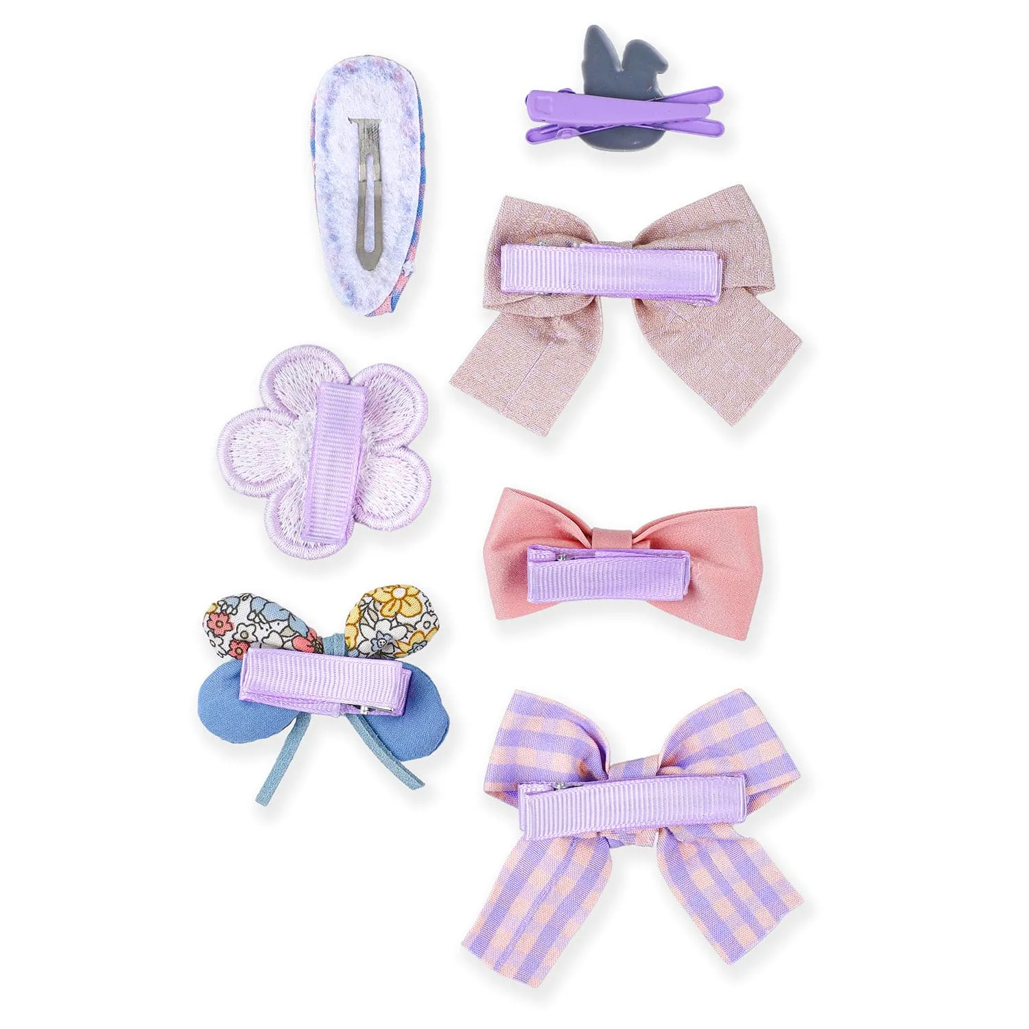 Iris Bows Hair Clips Set 7 Pcs - Multicolour