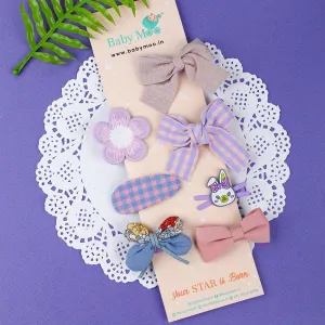 Iris Bows Hair Clips Set 7 Pcs - Multicolour