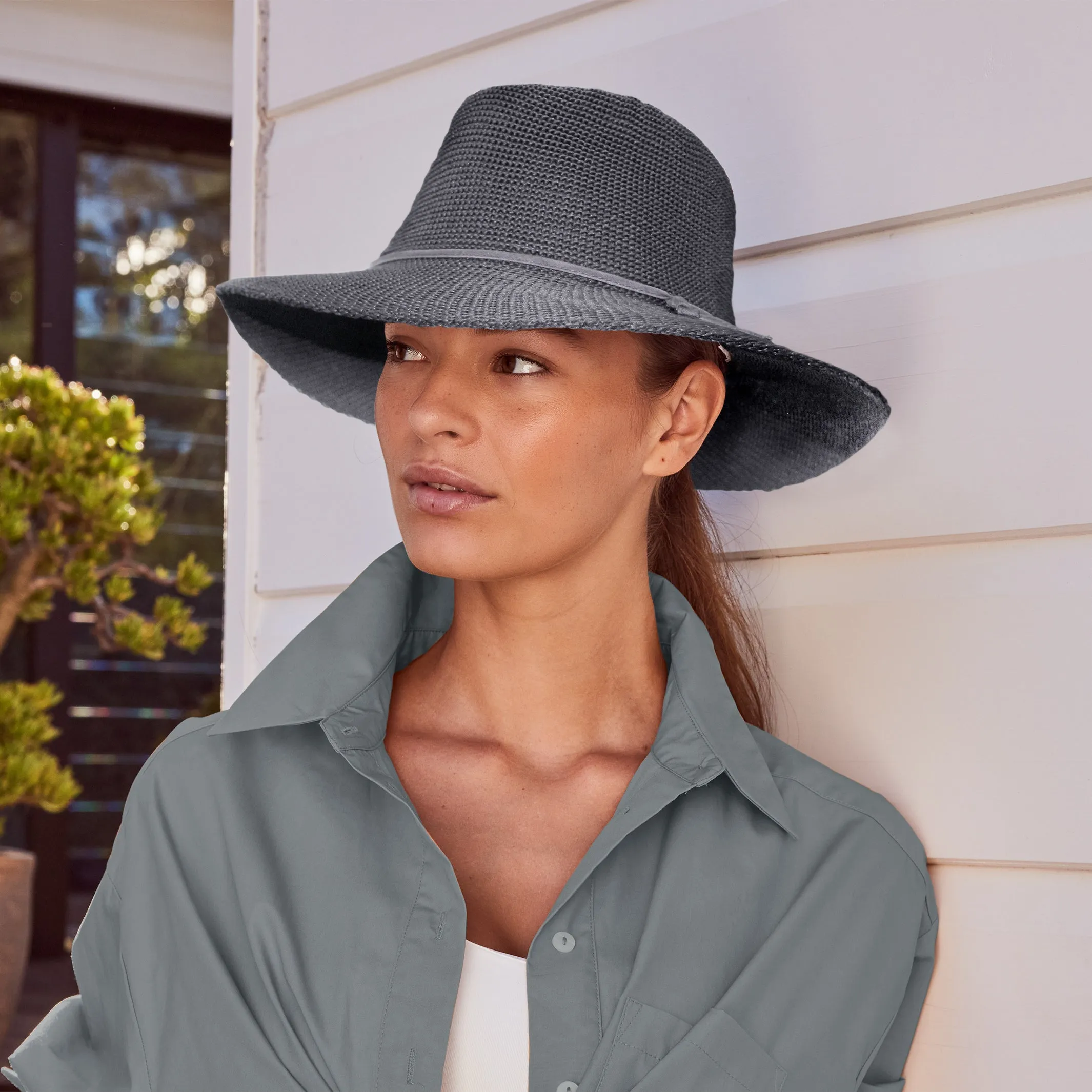 Jacqui Mannish Hat - Slate Grey