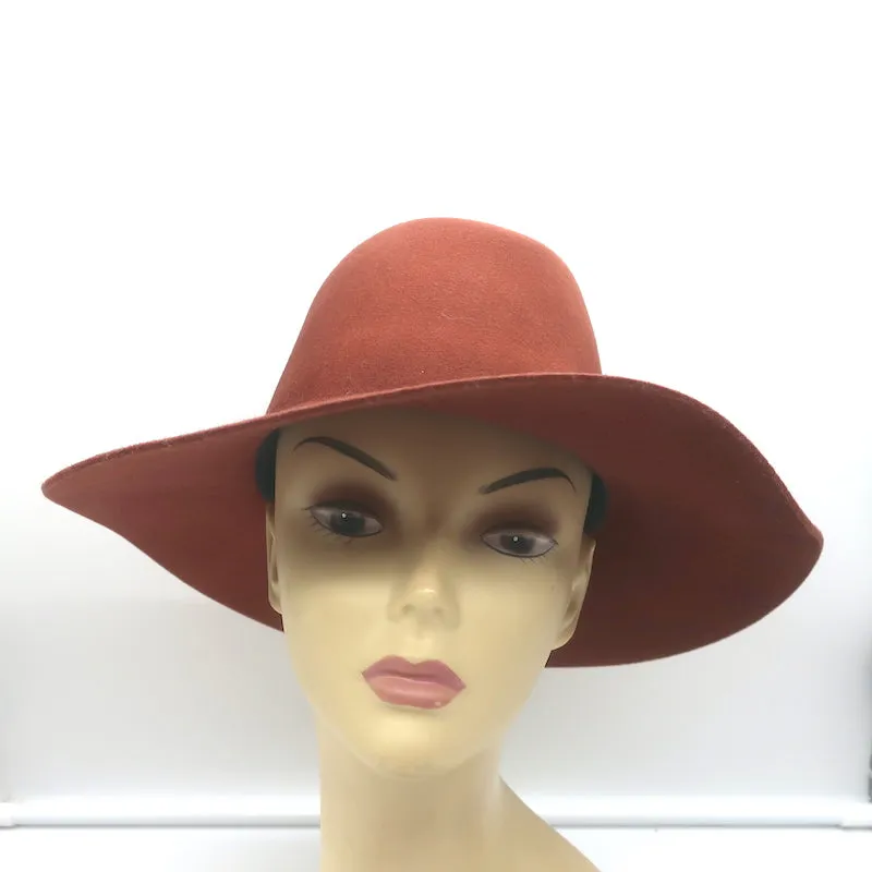 Janessa Leone Kit Fedora Hat Rust Wool Felt Size Small
