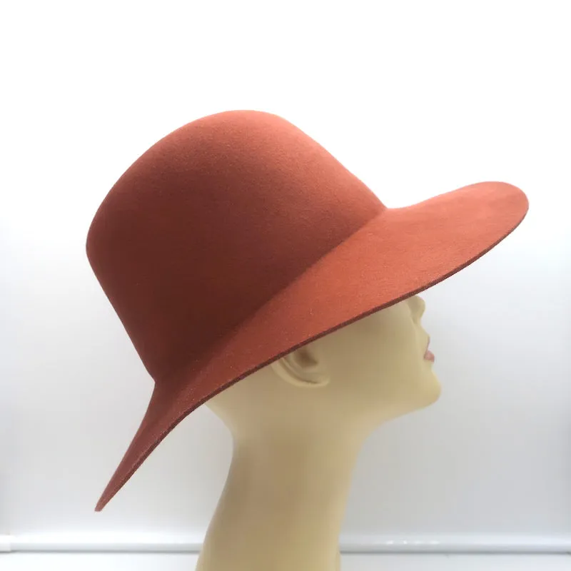 Janessa Leone Kit Fedora Hat Rust Wool Felt Size Small