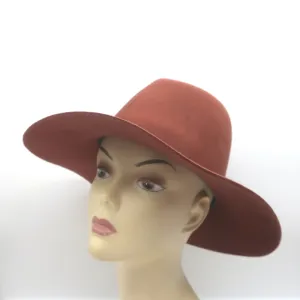 Janessa Leone Kit Fedora Hat Rust Wool Felt Size Small