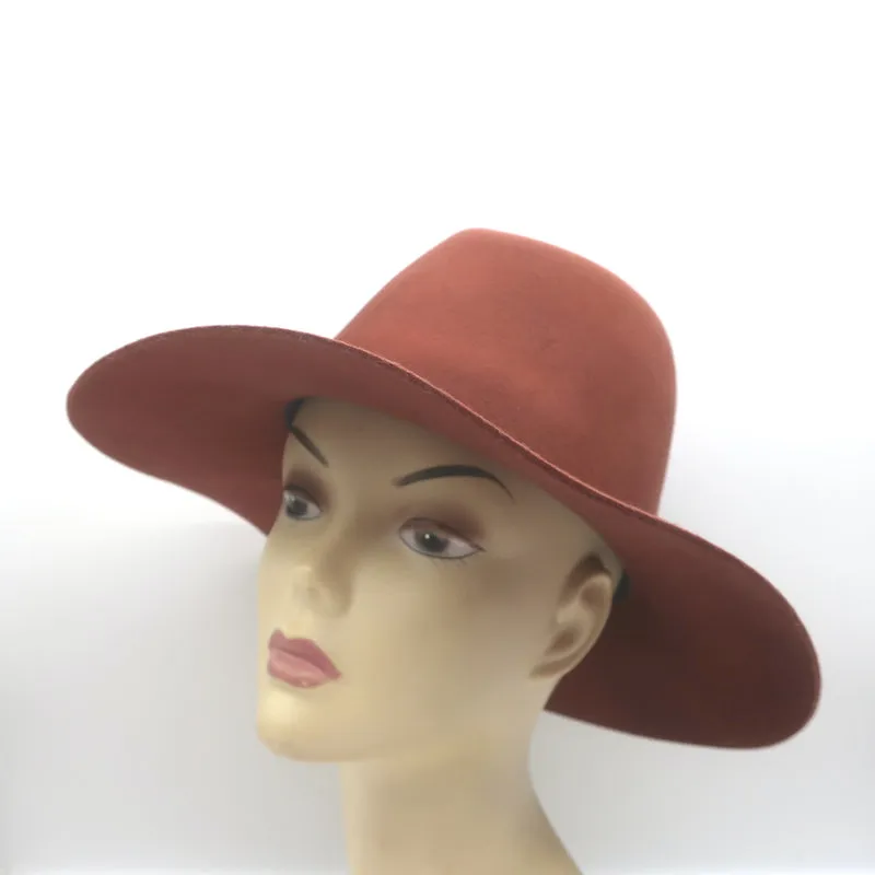 Janessa Leone Kit Fedora Hat Rust Wool Felt Size Small