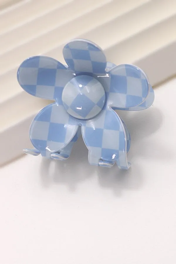 JUMBO CHECKER FLOWER HAIR CLAW CLIPS | 40H775