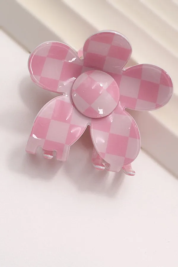 JUMBO CHECKER FLOWER HAIR CLAW CLIPS | 40H775