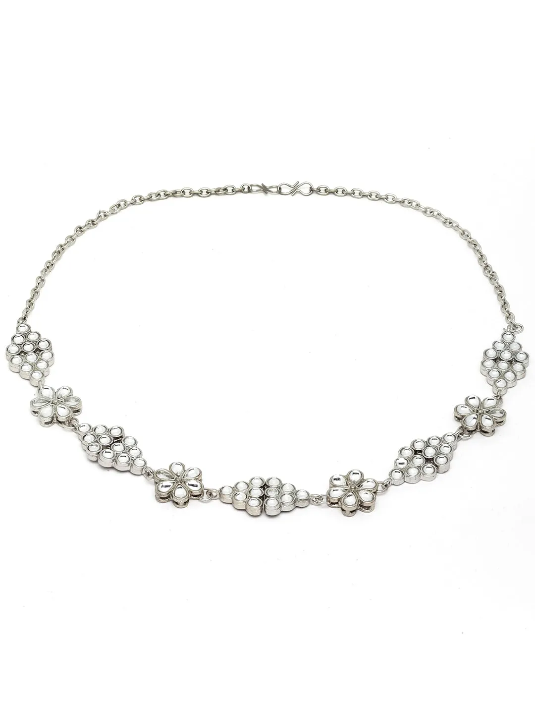 Karatcart Oxidised Silver Kundan Hairband for Women