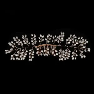 Large Oval Pearl Wedding Hair Comb Wire, Bridal Pearl Decorative Hair Comb Headpiece for Brides, Prom
