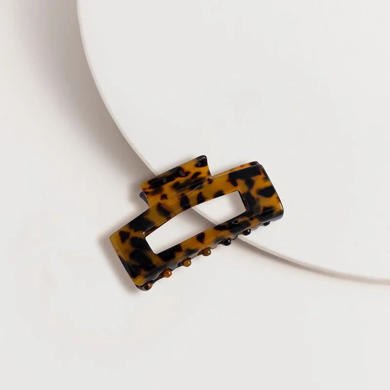 Large Rectangle Croc Clip - Dark Tort