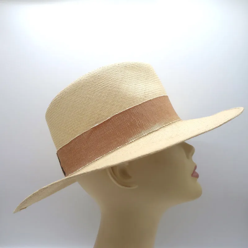 Maison Michel Charles Straw Fedora Hat Beige Size Small