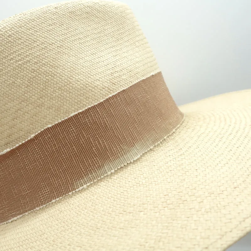 Maison Michel Charles Straw Fedora Hat Beige Size Small