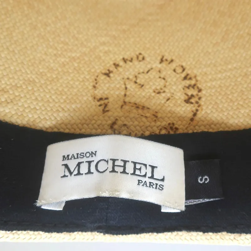Maison Michel Charles Straw Fedora Hat Beige Size Small