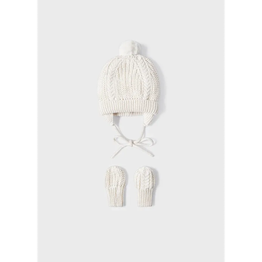 Mayoral Hat & Mittens 2-Piece Set - Cream