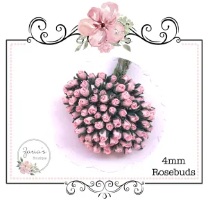 Mulberry Paper Flower ~ Micro Baby Pink Rosebud ~ 4mm x 10 pieces