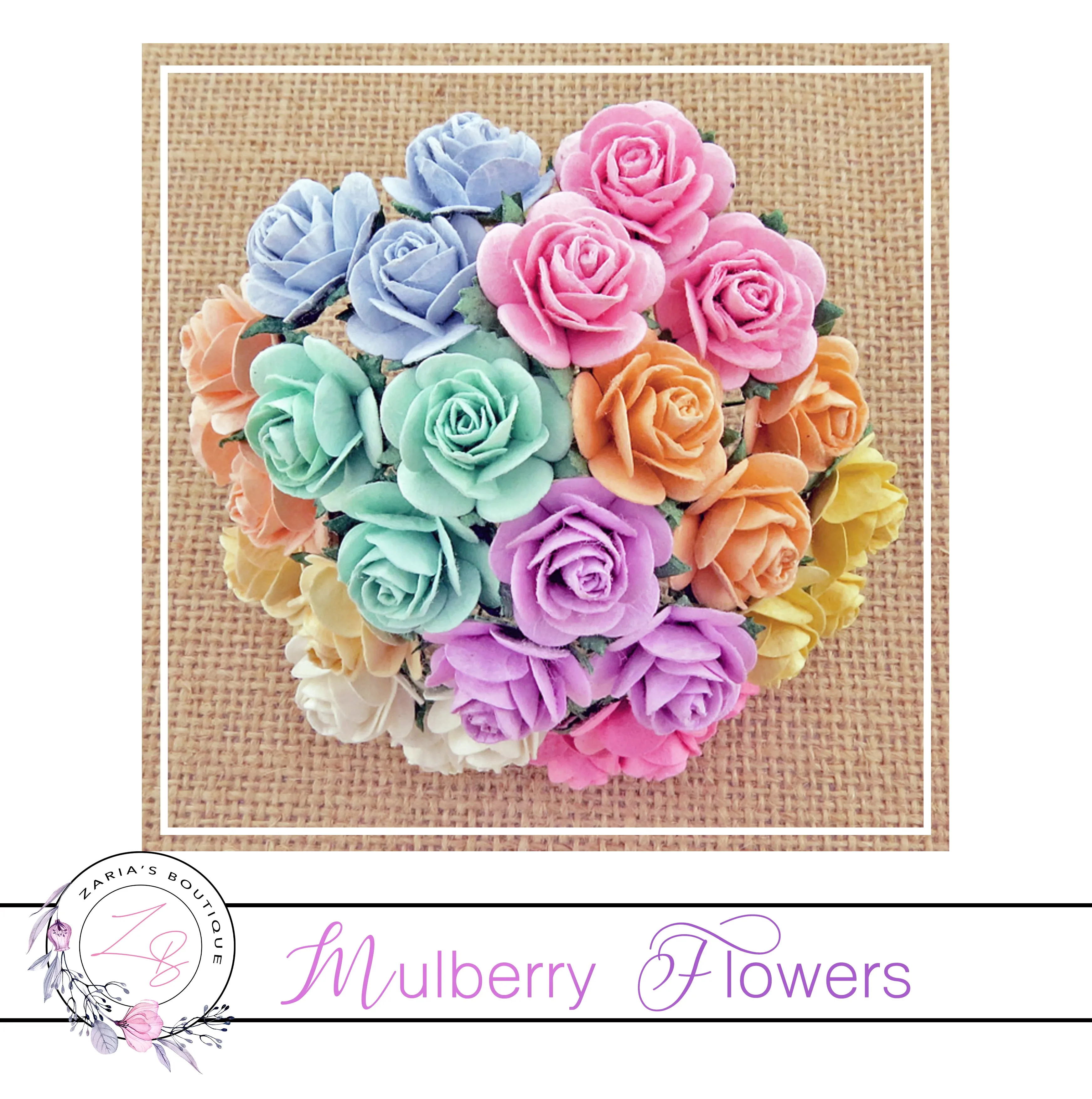 Mulberry Paper Flowers ~ Mixed Pastel Roses ~ 2 sizes