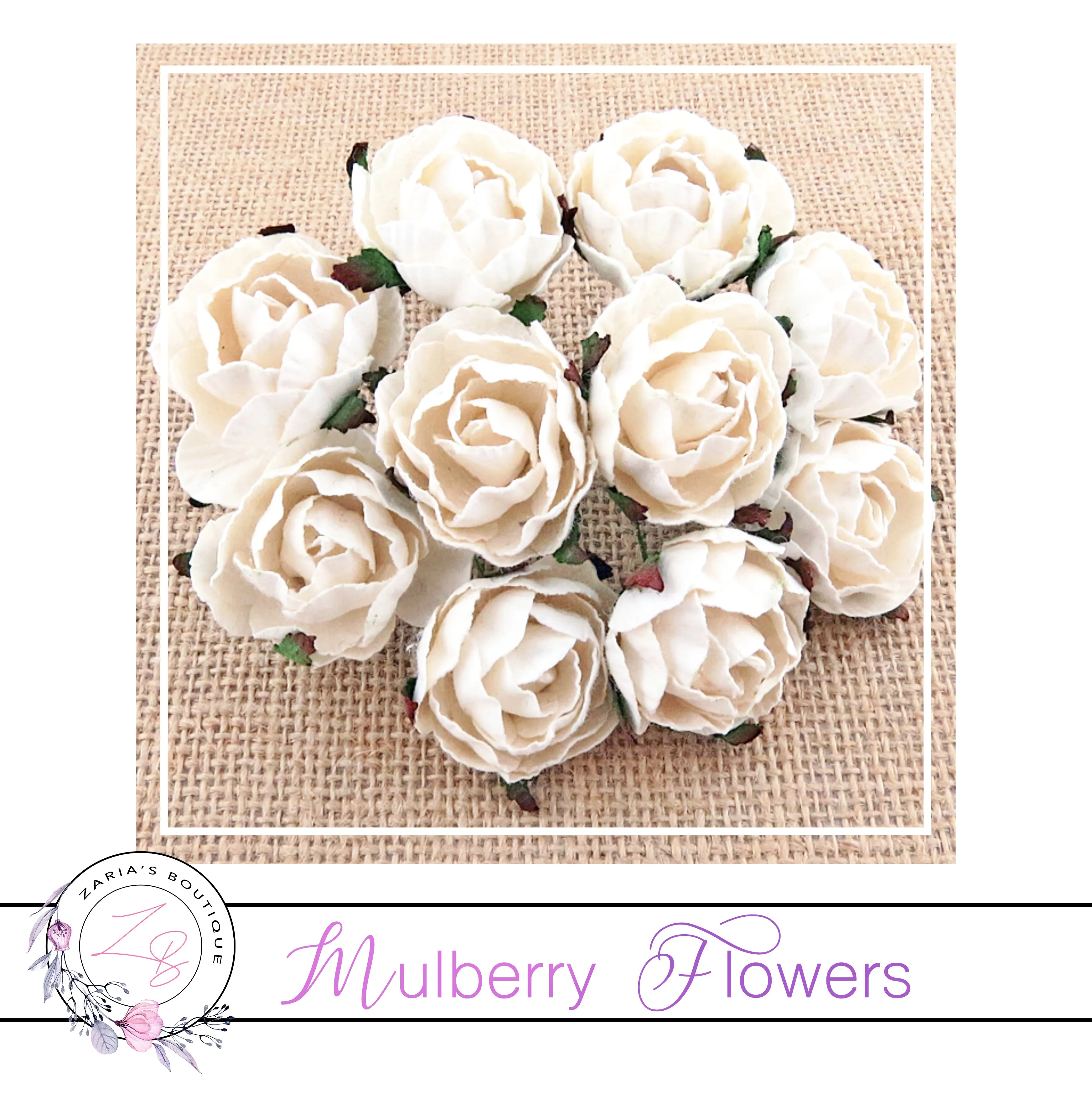 Mulberry Paper Flowers ~ Peony ~ 30mm ~ White