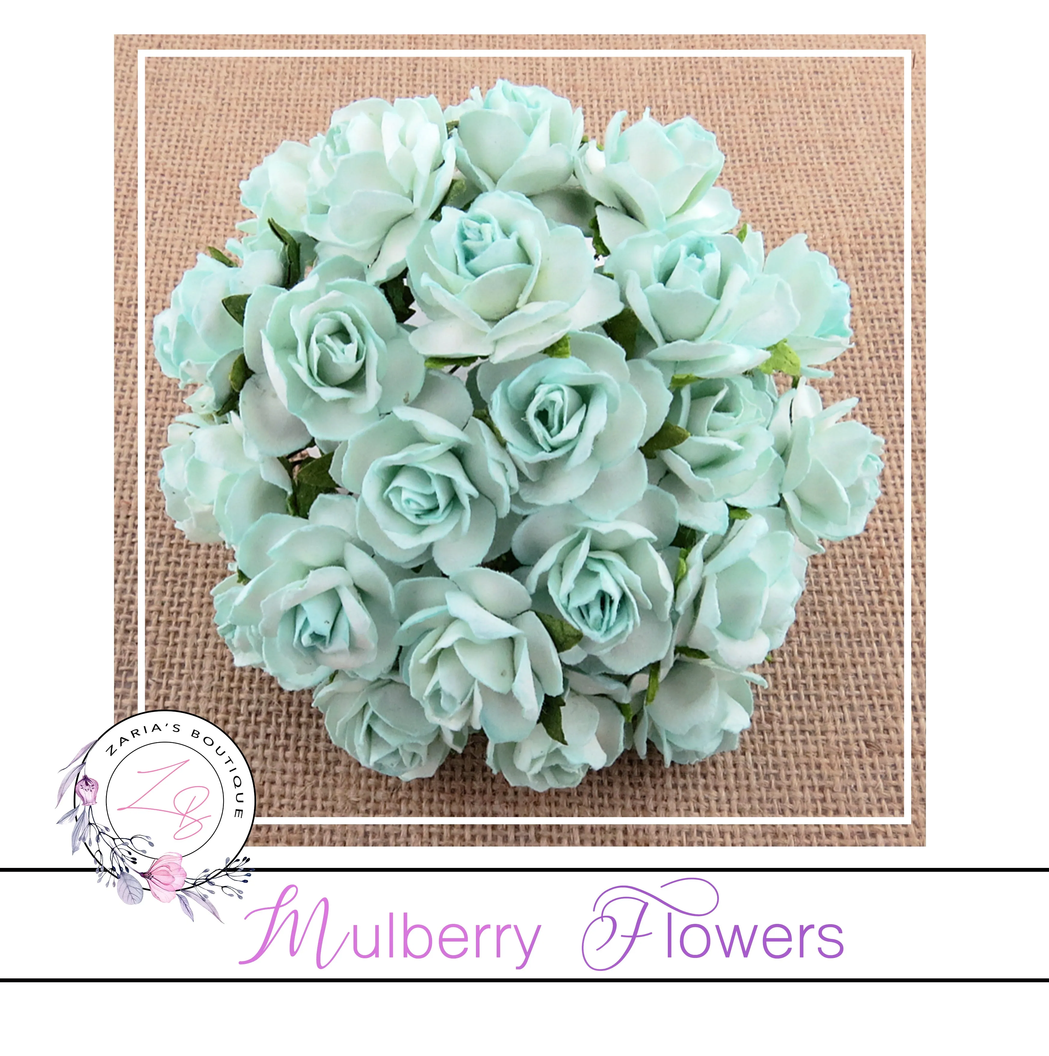 Mulberry Paper Flowers ~ Wild Rose ~ 30mm ~ Aqua ~ 5 OR 10