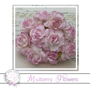 Mulberry Paper Flowers ~ Wild Rose ~ 40mm ~ 2 Tone Baby Pink