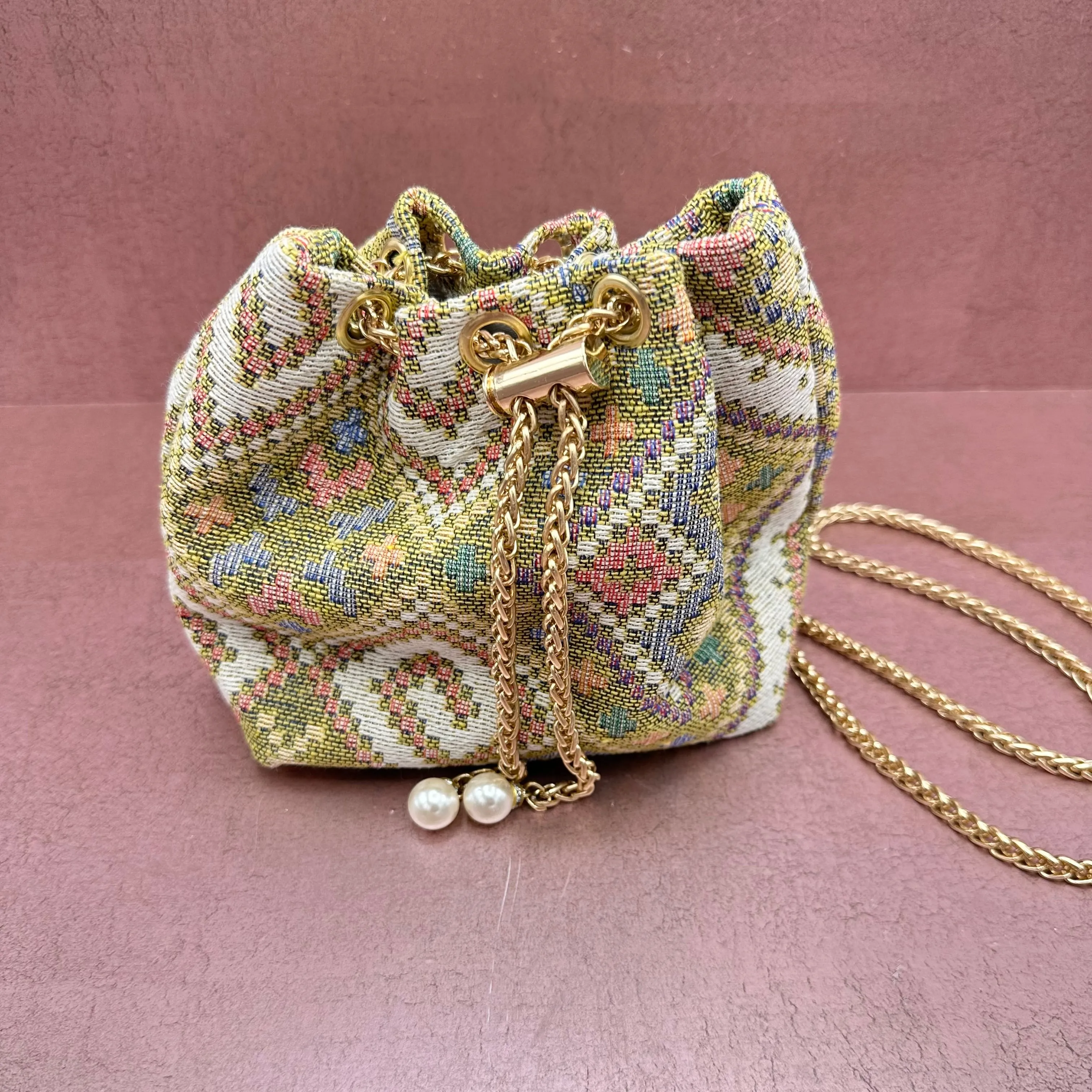 Multicolor Mini Boho Drawstring Handbag