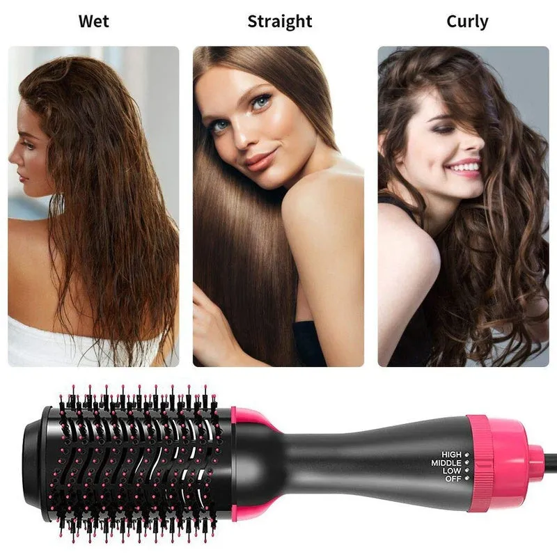 Multifunctional 5 In 1 Warm-Air Comb Hair Comb Curlers Straight Comb Hair Dryer(2*curler 1*straight 1*dryer 1*comb)