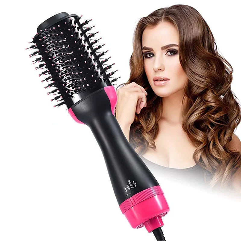 Multifunctional 5 In 1 Warm-Air Comb Hair Comb Curlers Straight Comb Hair Dryer(2*curler 1*straight 1*dryer 1*comb)