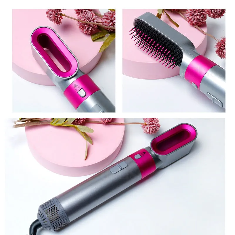 Multifunctional 5 In 1 Warm-Air Comb Hair Comb Curlers Straight Comb Hair Dryer(2*curler 1*straight 1*dryer 1*comb)