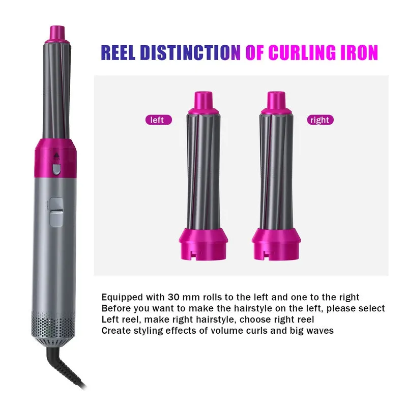Multifunctional 5 In 1 Warm-Air Comb Hair Comb Curlers Straight Comb Hair Dryer(2*curler 1*straight 1*dryer 1*comb)