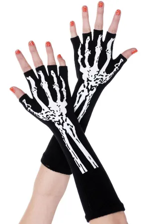 Music Legs Short Print Skeleton Gloves