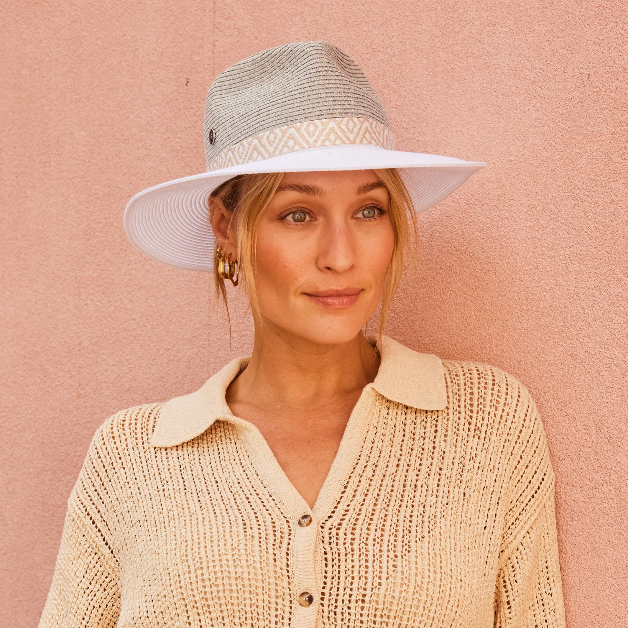 Nadia Fedora Hat - Seafoam White