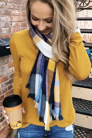 Oblong Scarf- Purple, Yellow, & Light Blue