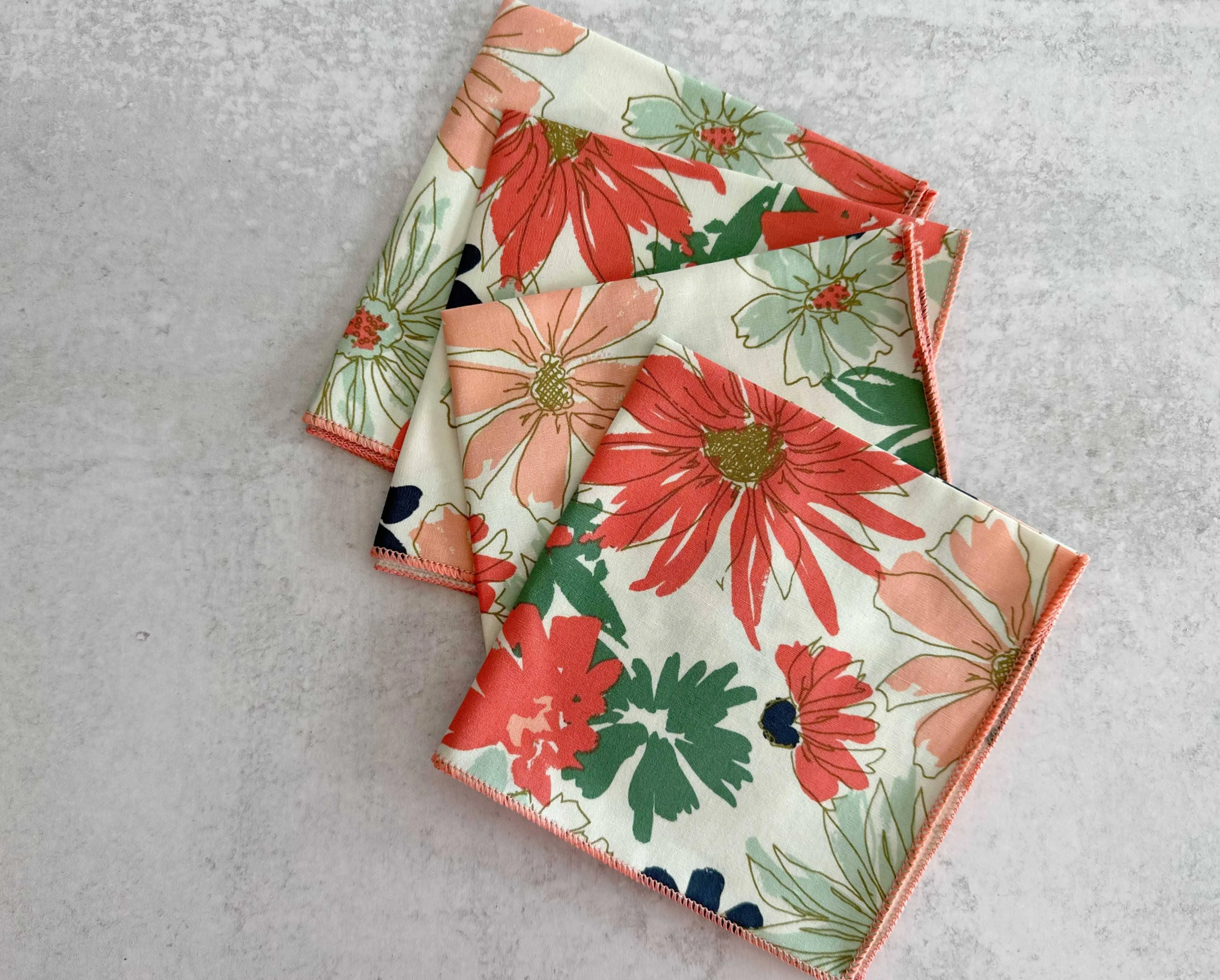 Papaya Floral Cloth Napkin (Single)