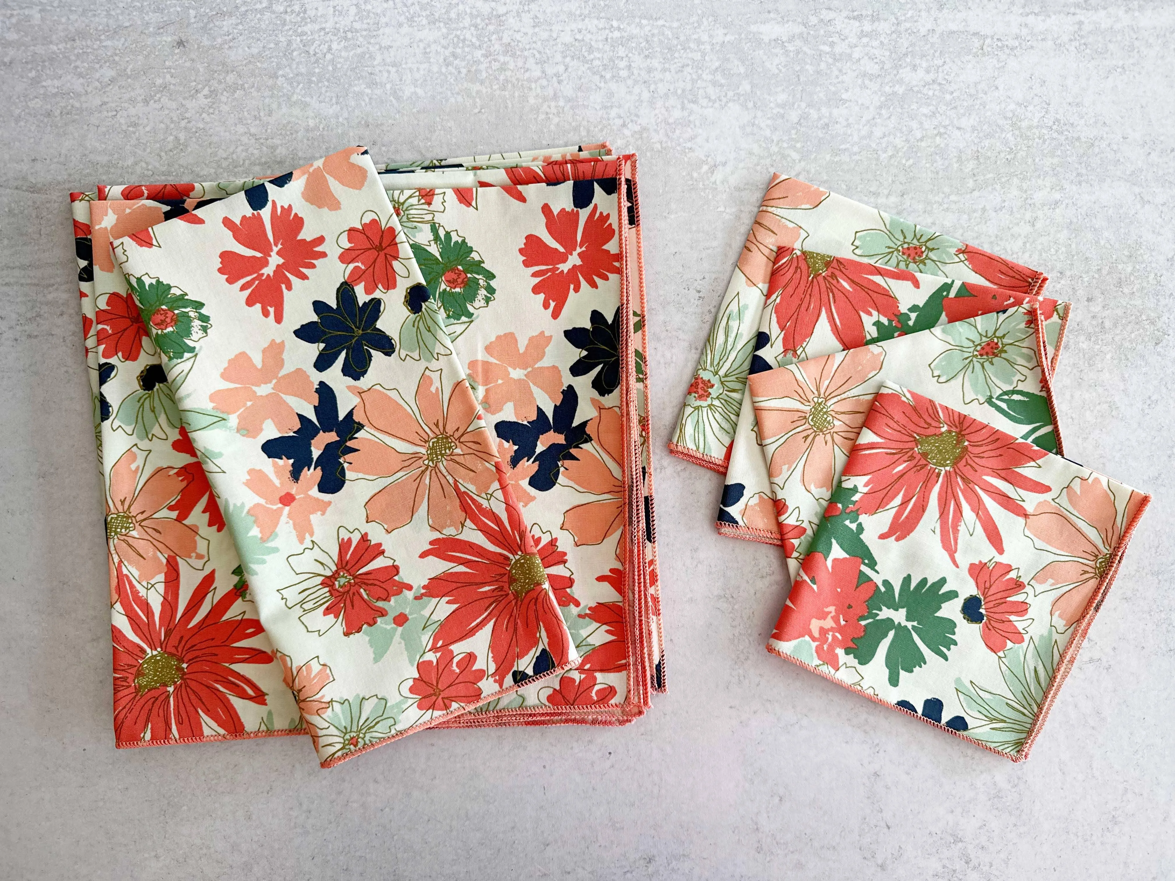 Papaya Floral Cloth Napkin (Single)