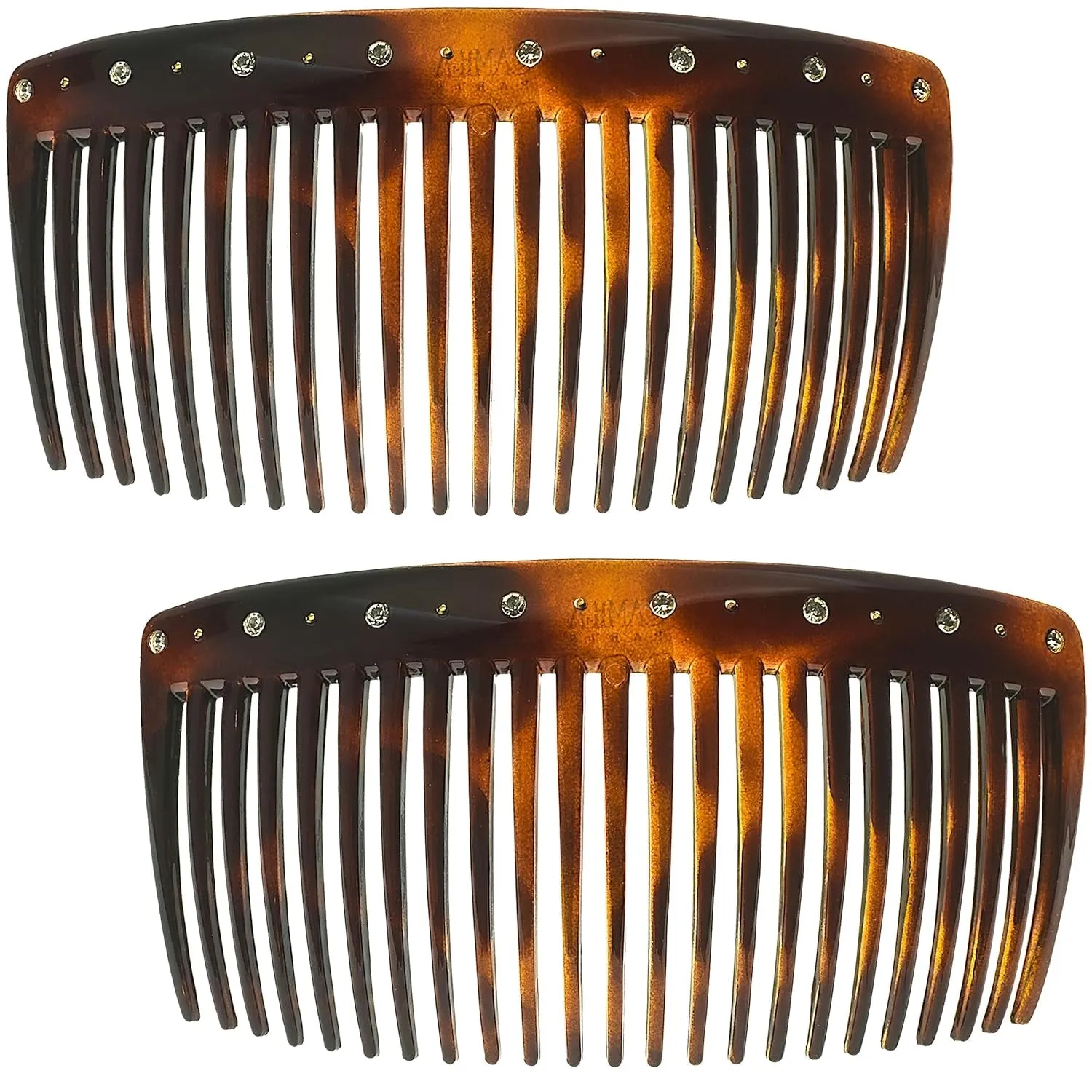 Paris AD66/2 French Side Comb Large Curved Tortoiseshell Hair Combs for Women Fine Hair, 4 Inch Strong Hold Hair Comb for Women Bun Chignon Up-Do Styling Girls Hair Accessories, Made in France