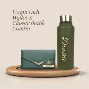 Personalized Lady Wallet with Classic Bottle - Green
