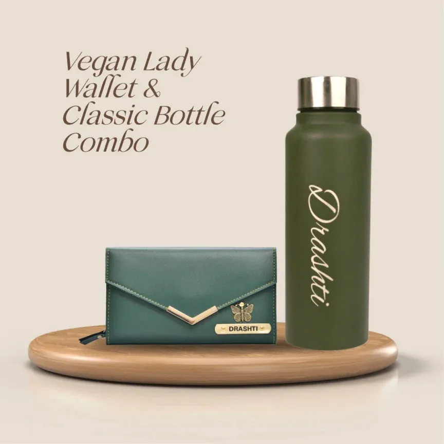 Personalized Lady Wallet with Classic Bottle - Green