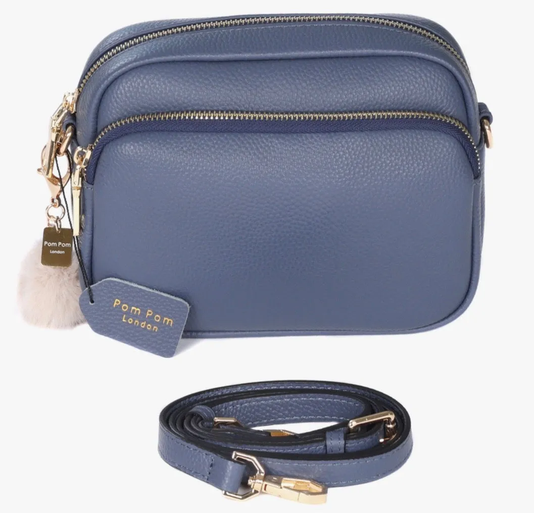 Pom Pom London-Mayfair Bag Slate Blue