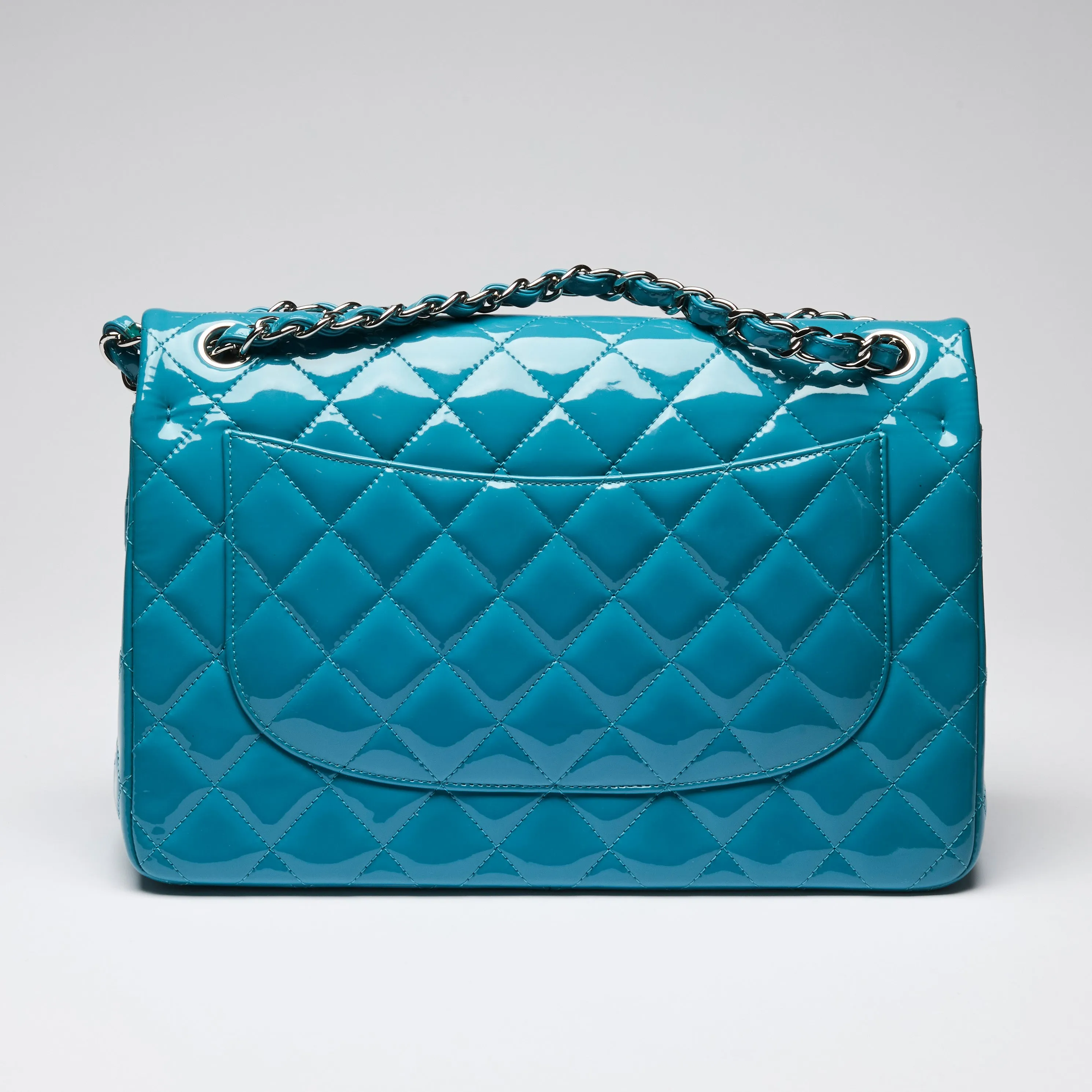 Pre-Loved Chanel ™ Blue Patent Leather Large Double Flap Bag