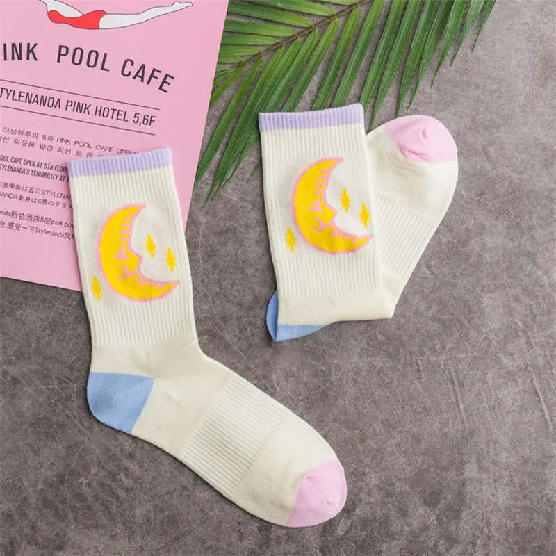 "CANDY-COLORED MOON" COTTON SOCKS K111815