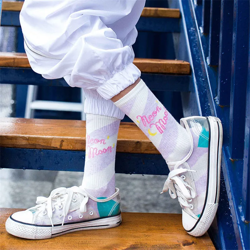 "CANDY-COLORED MOON" COTTON SOCKS K111815