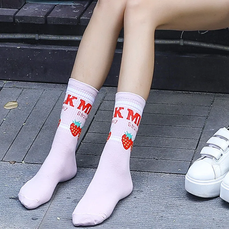 "HARAJUKU STRAWBERRY / BRIGHT MOON" SOCKS 2 PAIRS K090803
