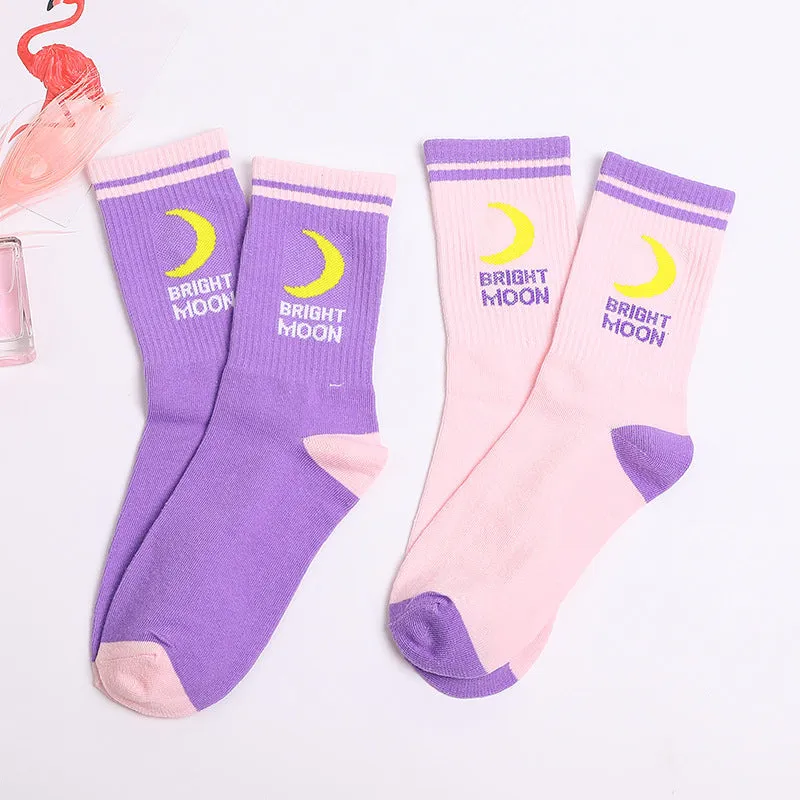 "HARAJUKU STRAWBERRY / BRIGHT MOON" SOCKS 2 PAIRS K090803