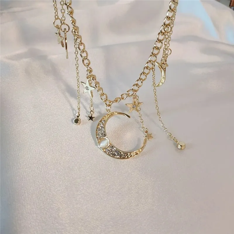 "STAR MOON TASSEL" NECKLACE N102212