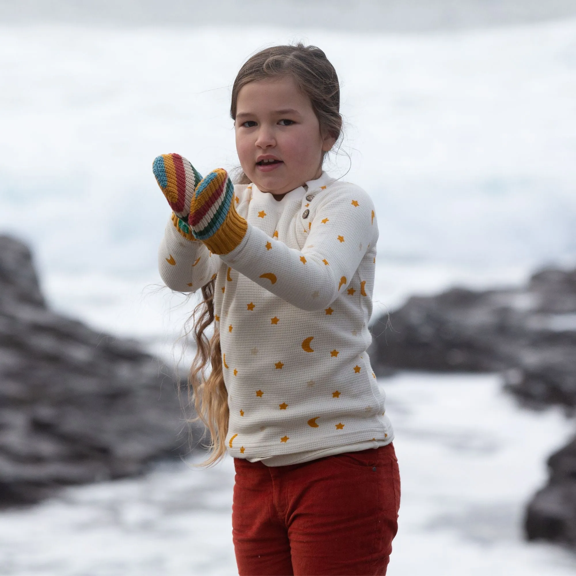 Rainbow Knitted Mittens