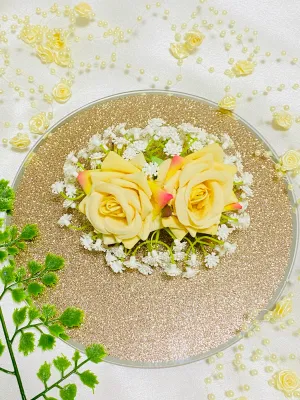 Rajia Beige Silk Rose Flower Hair Comb