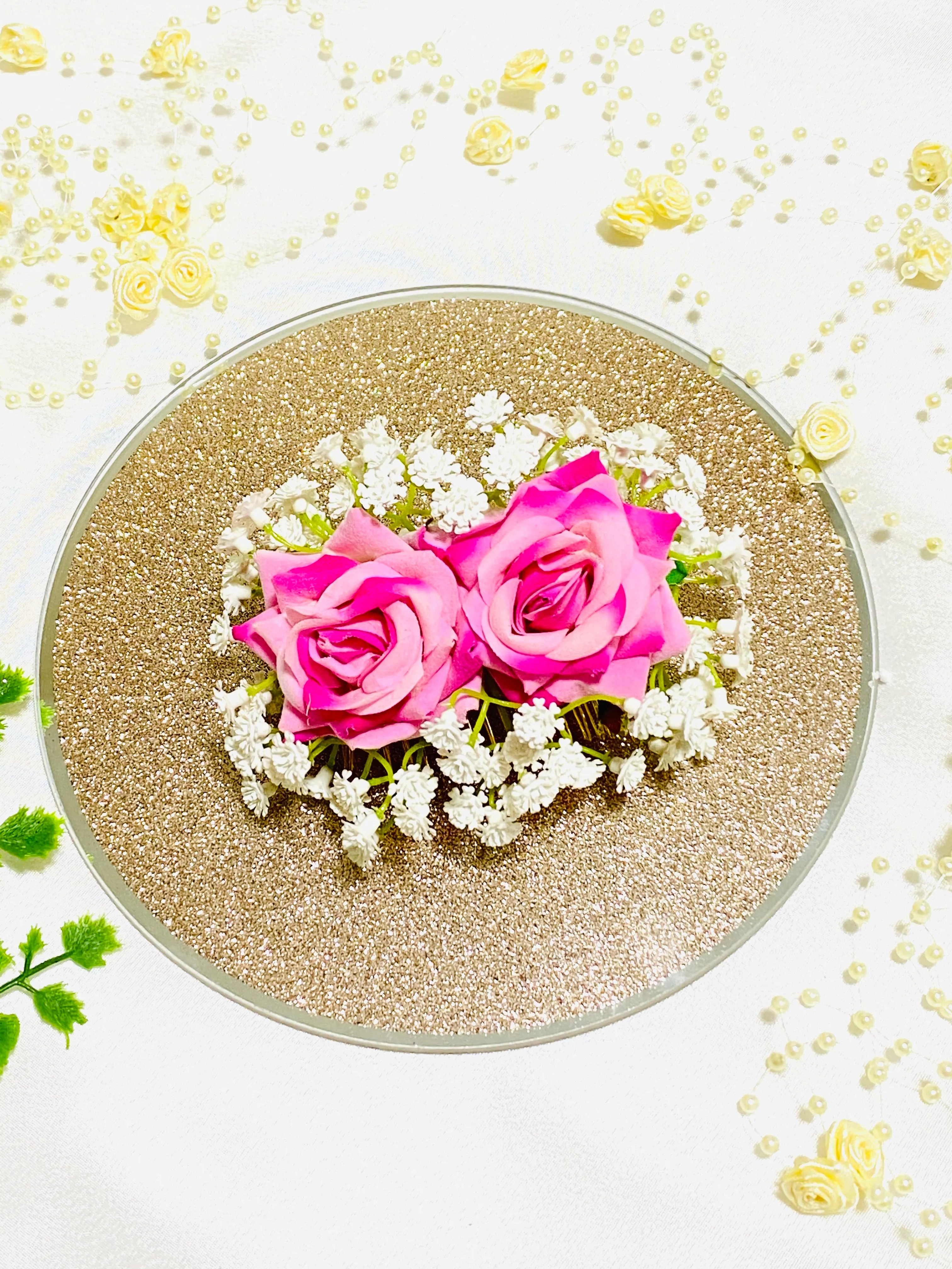 Rajia Pink Flower Hair Comb