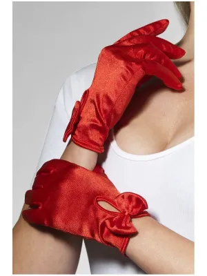 Red Short Gloves with Bow