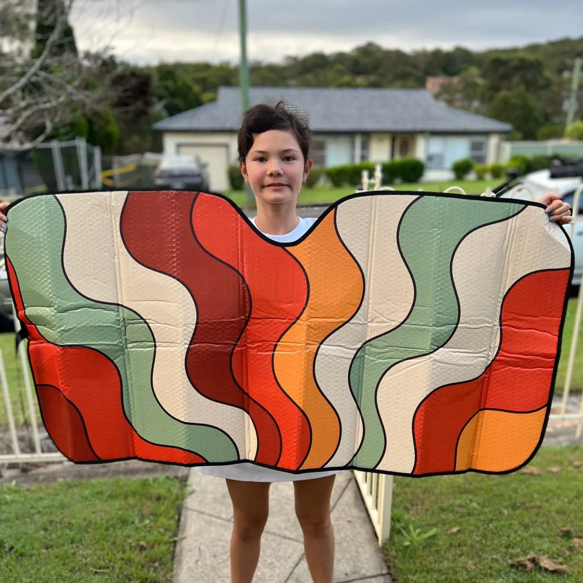 Retro Groovy Vibes Car Shade