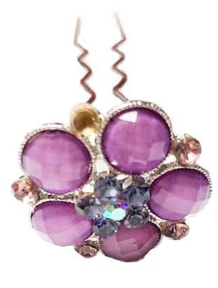Rhinestone 1" Pastel Flower Hair Pin