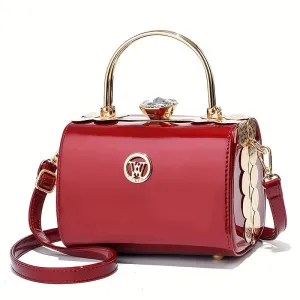 Rhinestone Box Handbags, Fashion Clip Crossbody Bag, Top Ring Clutch Evening Purse For Women