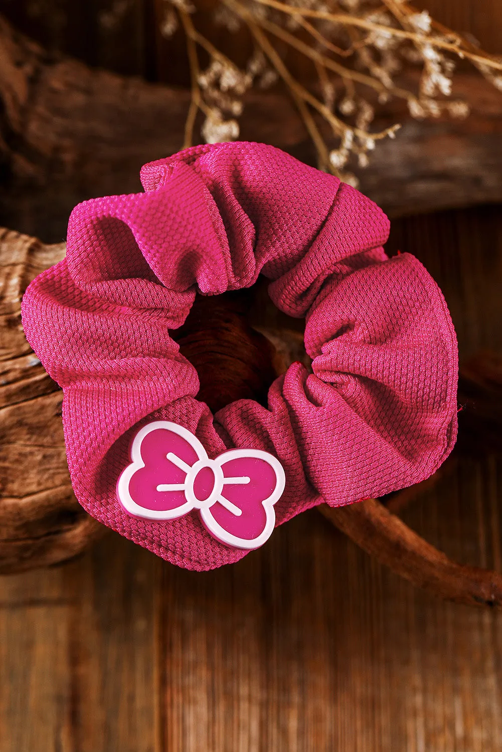 Rose Red Bow Decor Cloth Scrunchie